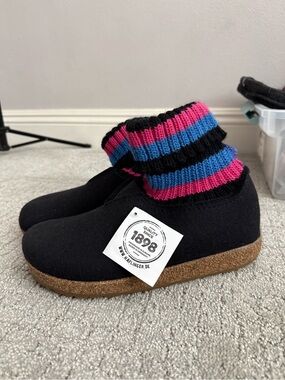 Wool Slipper Boots Hard Cork Sole